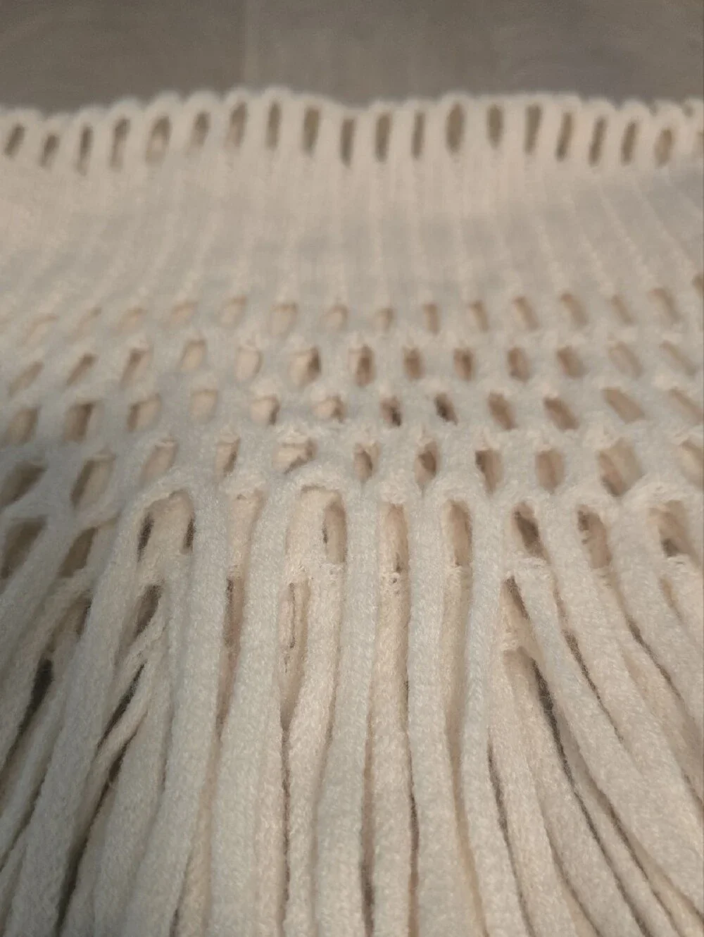 Cream Open Knit Fringe Cowl Scarf Neck Warmer Boho Snood Collar